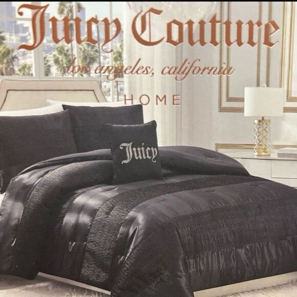 Juicy Couture Home The Rose' Collection Luxurious Satin Designer Comforter Set - Picture 2 of 8